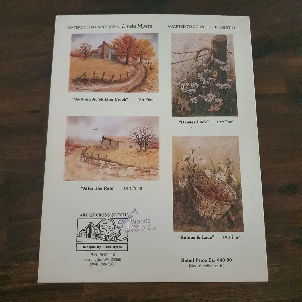 Vintage Cross Stitch Pattern Lot Prairie‎ Schooler RainDrop Linda Myers Fruit